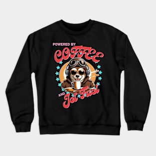 Powered by Coffee and Jet Fuel - Shiba Inu Pilot Crewneck Sweatshirt